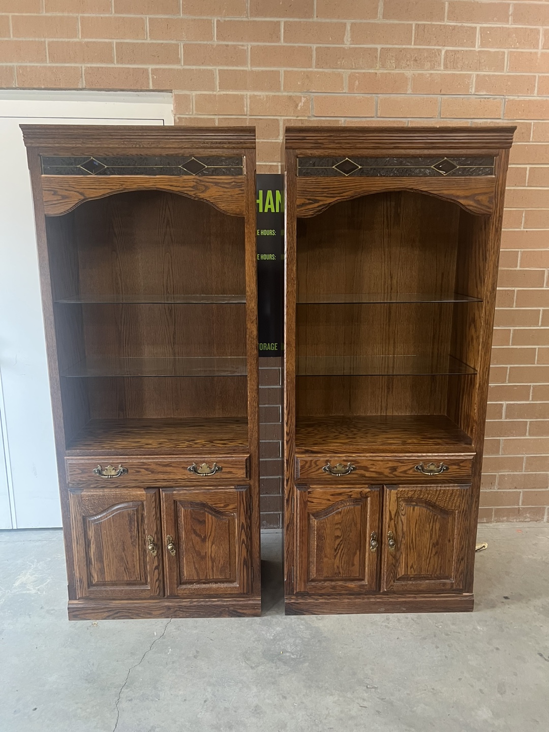 Set of 2 Bookshelves w/storage and lights
