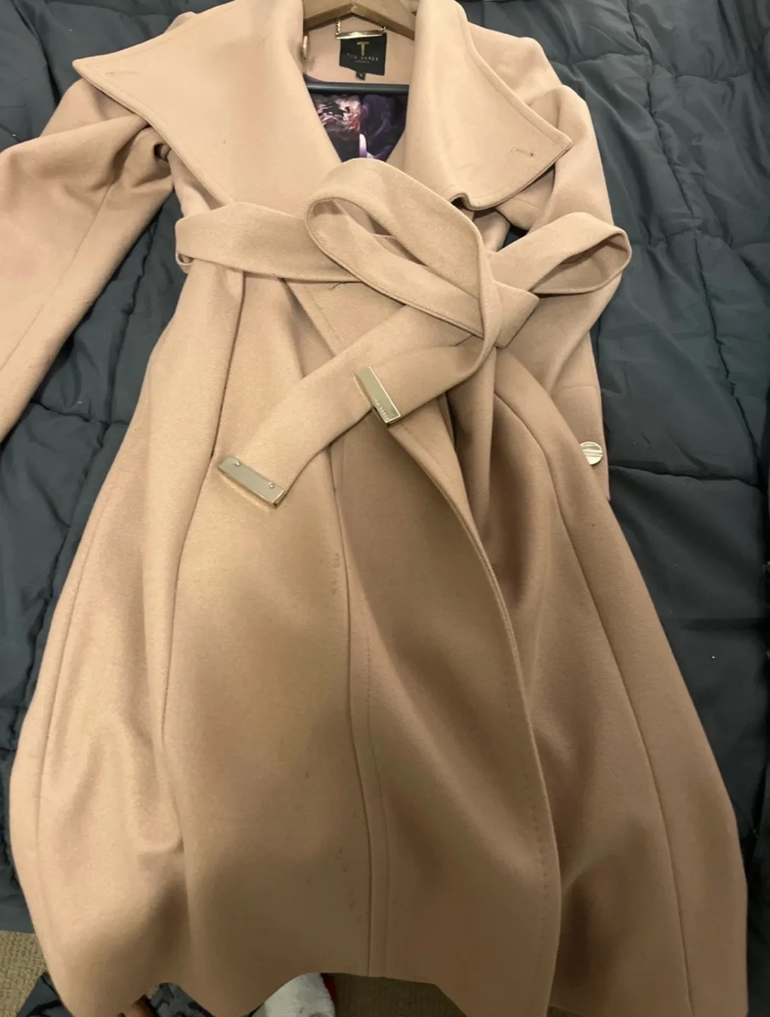 Ted Baker London Womens Camel Wrap Coat Size 1 image indicator(2)