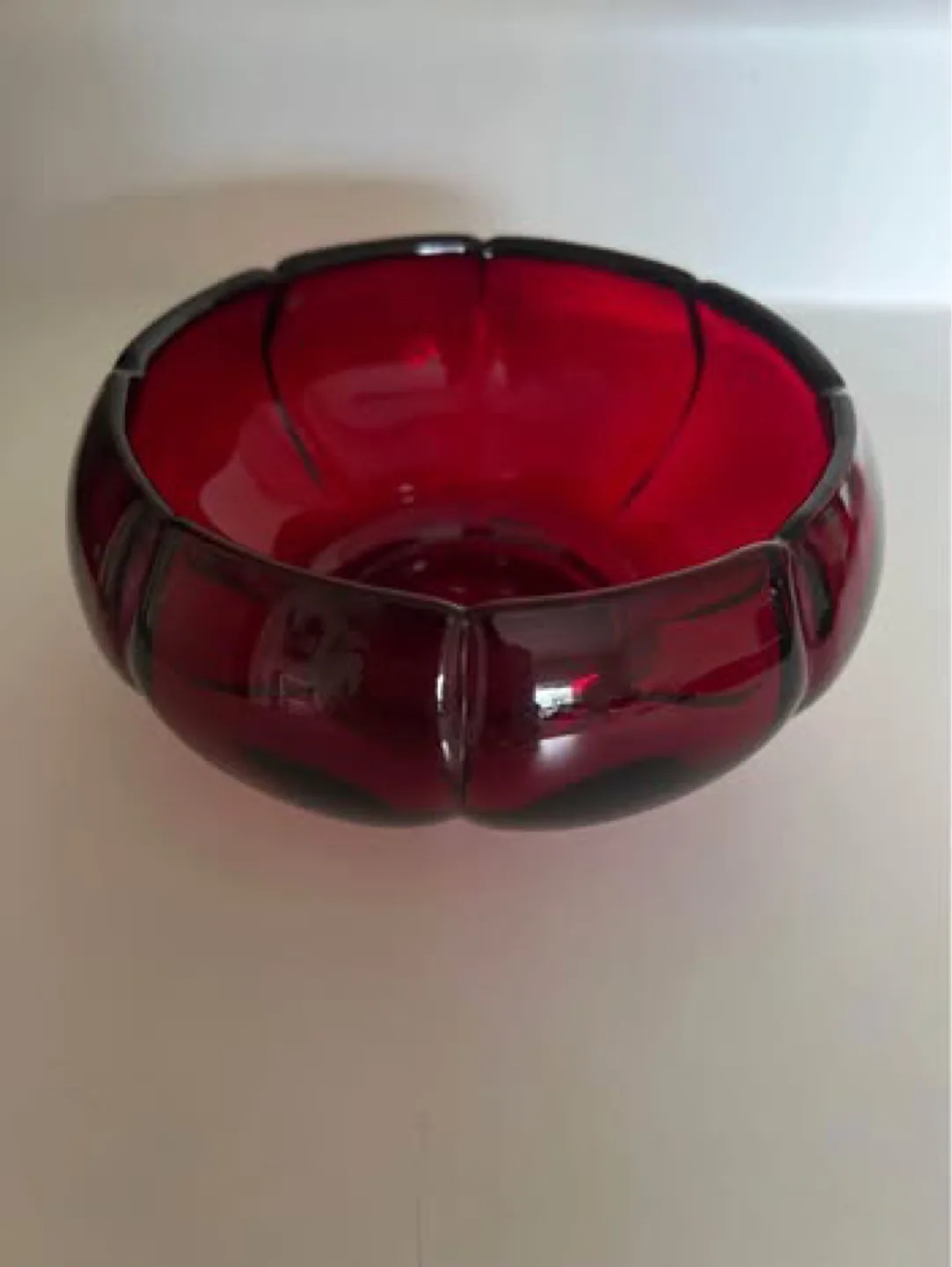Red Glass Footed Bowl thumbnail