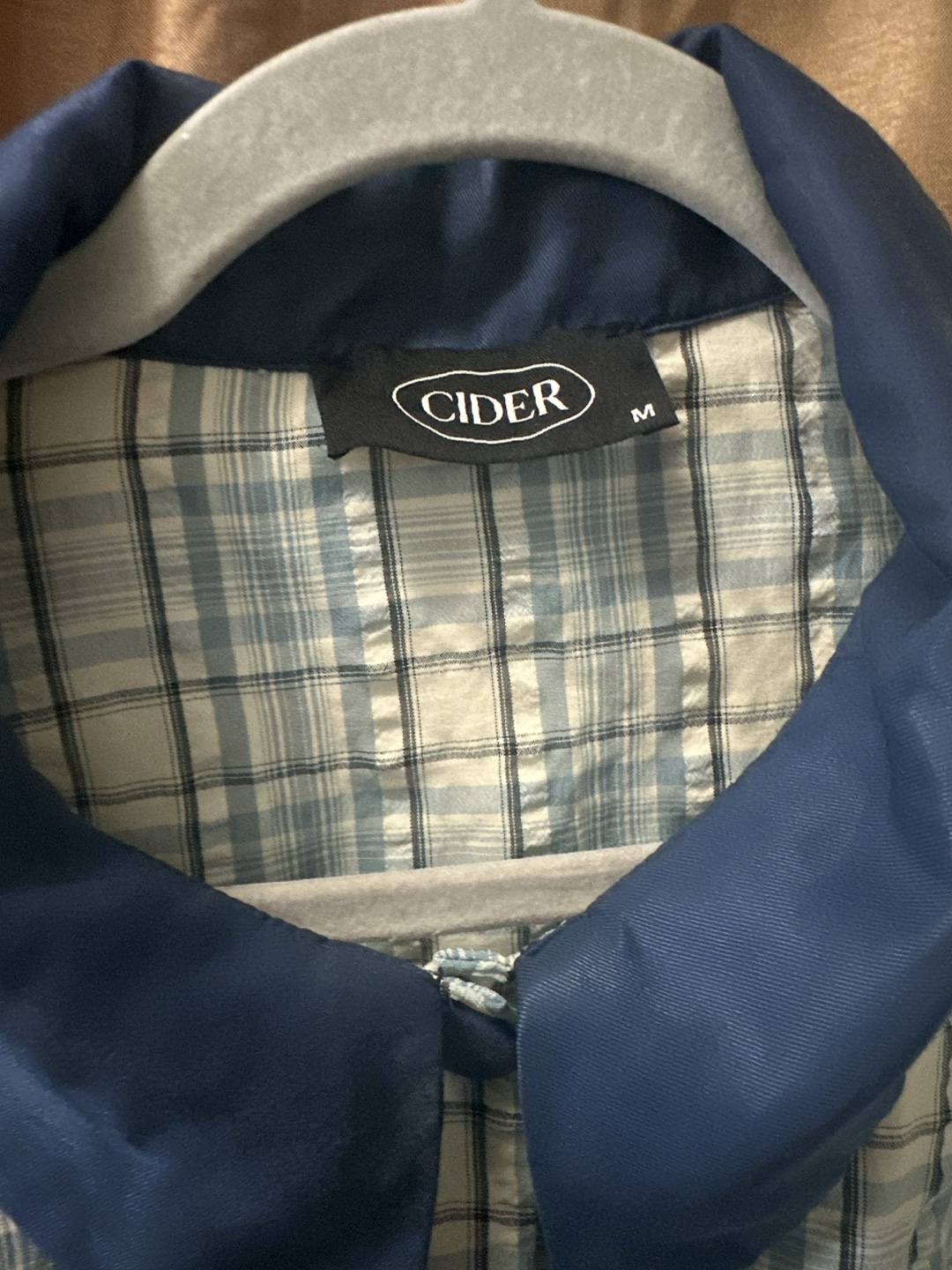 Cider Blue Plaid Button-Up Crop Top - Size M - photo 3