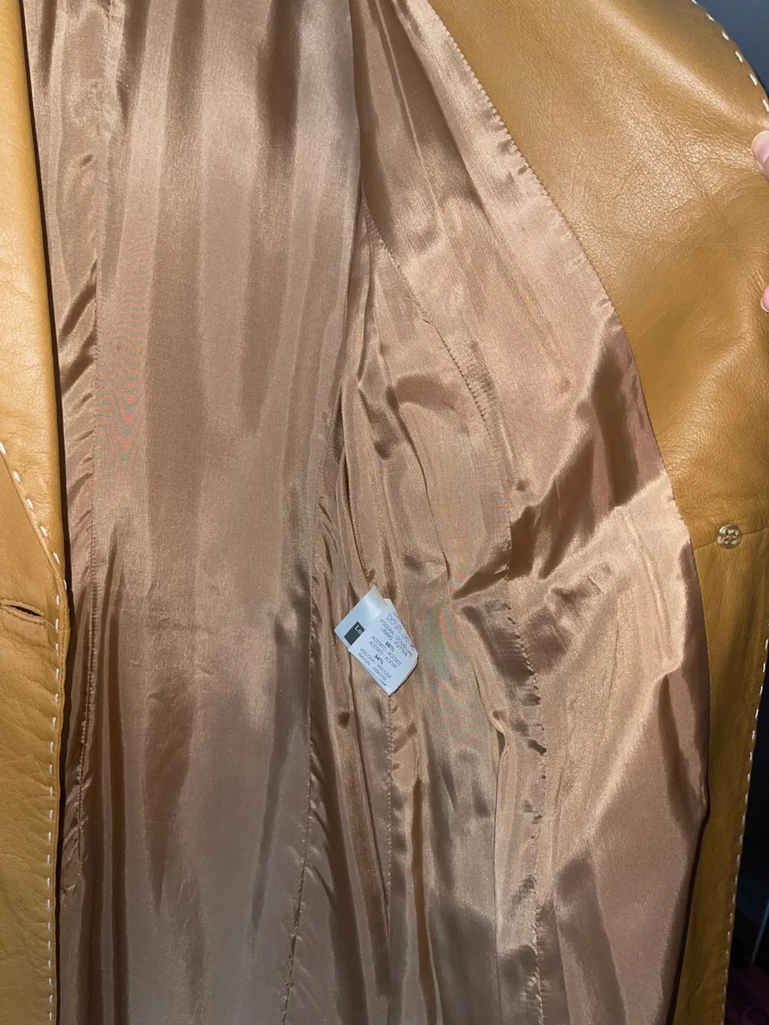 Joop! 90s Vintage Italian Leather Camel/Tan Coat size L image indicator(5)
