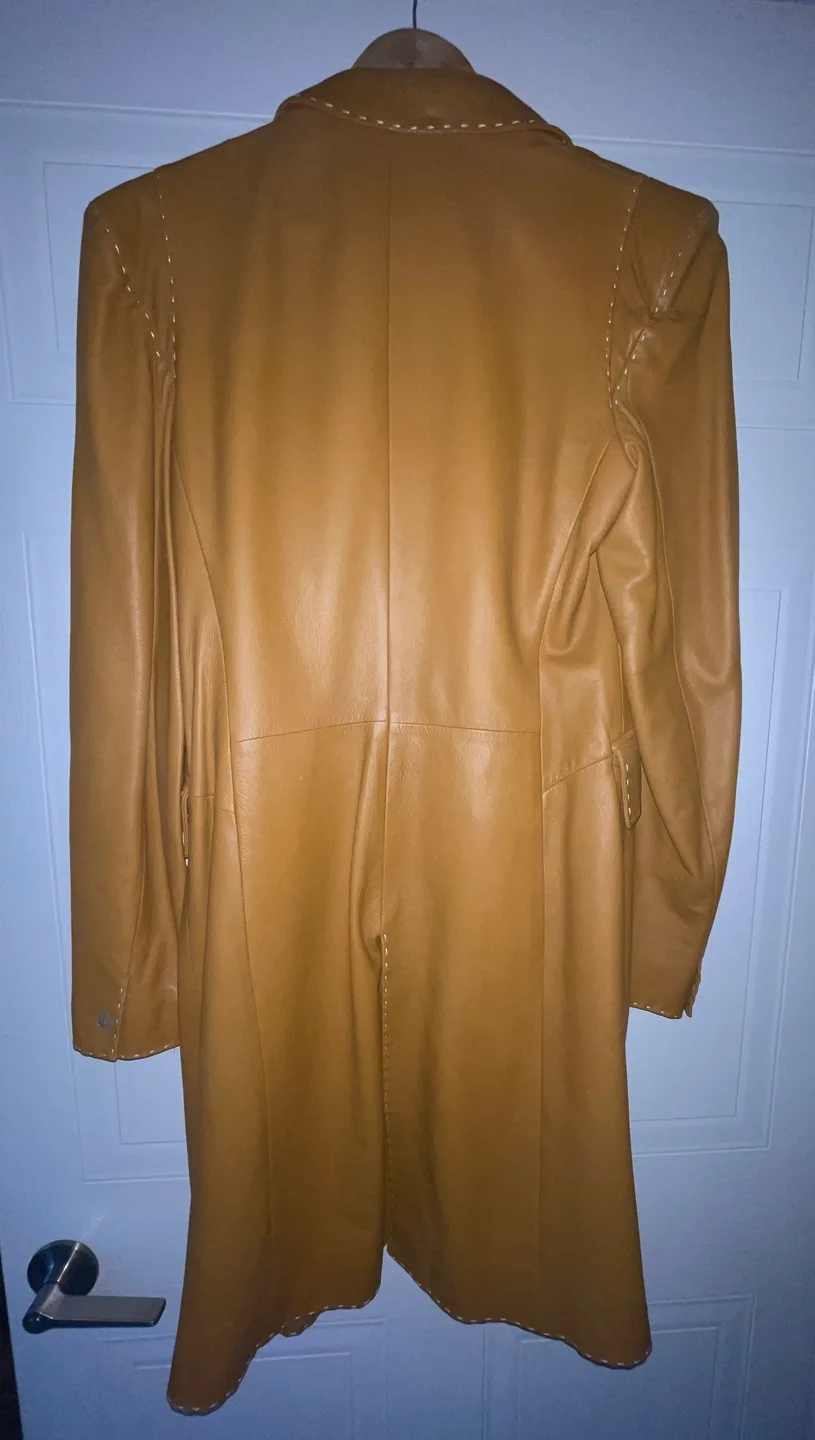 Joop! 90s Vintage Italian Leather Camel/Tan Coat size L image indicator(6)