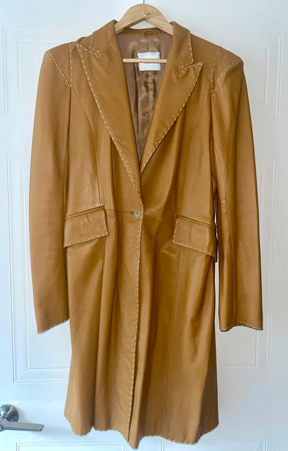 Joop! 90s Vintage Italian Leather Camel/Tan Coat size L image indicator(2)