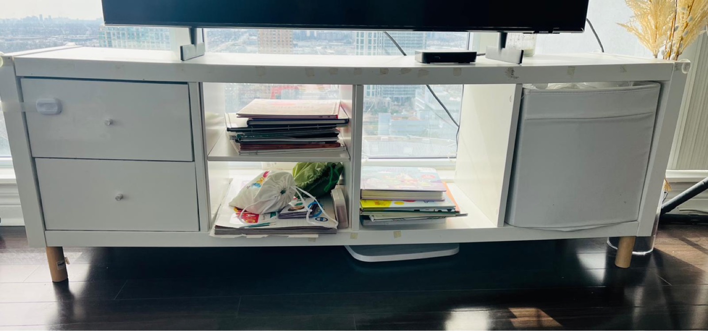 White TV Stand with Storage