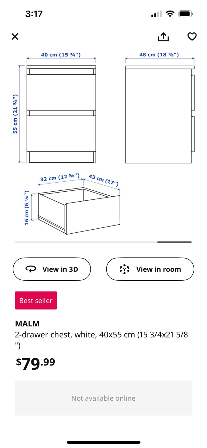 IKEA 2-Drawer Chest - White