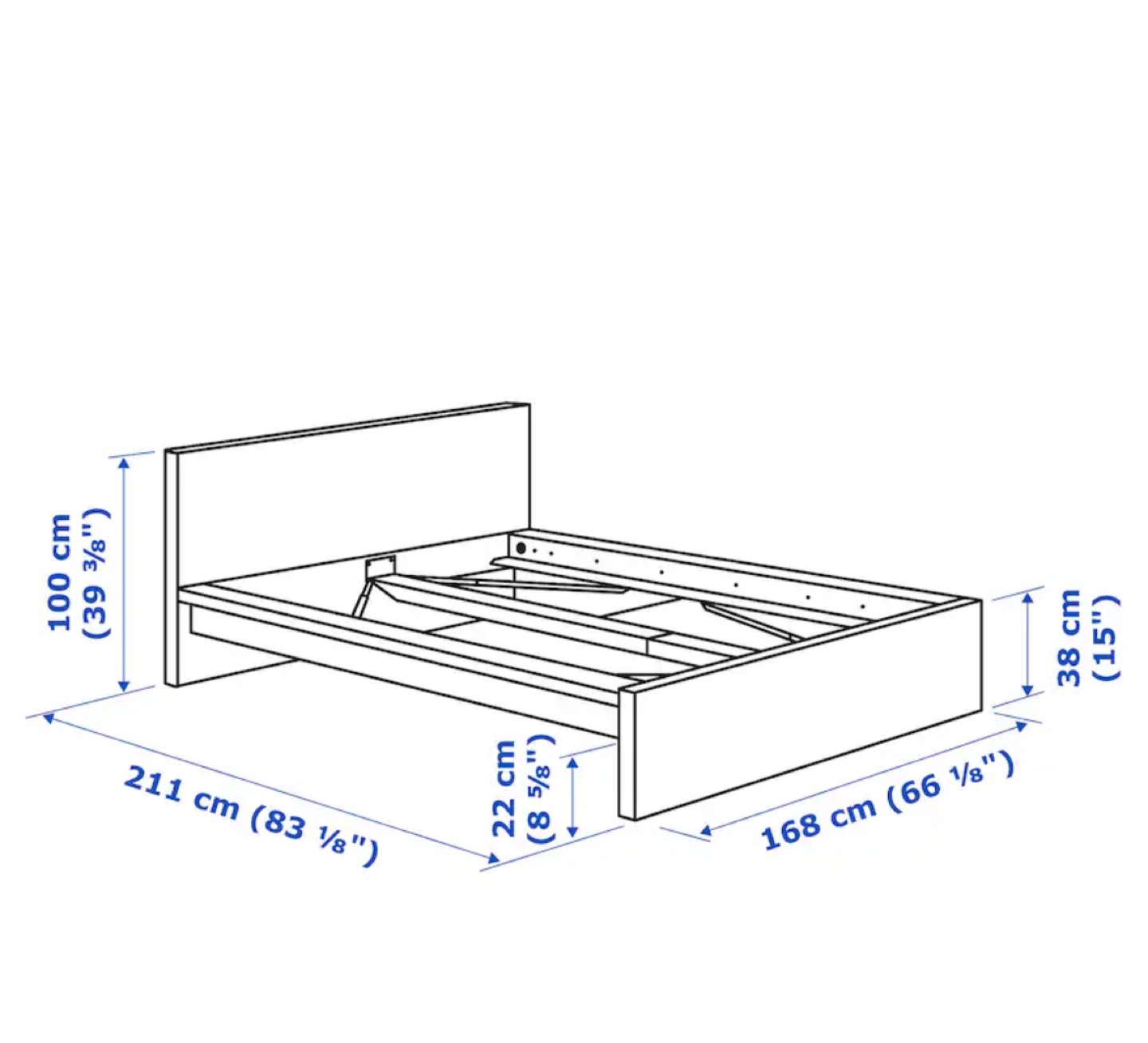 IKEA MALM Queen Bed Frame - White with mattress - photo 3