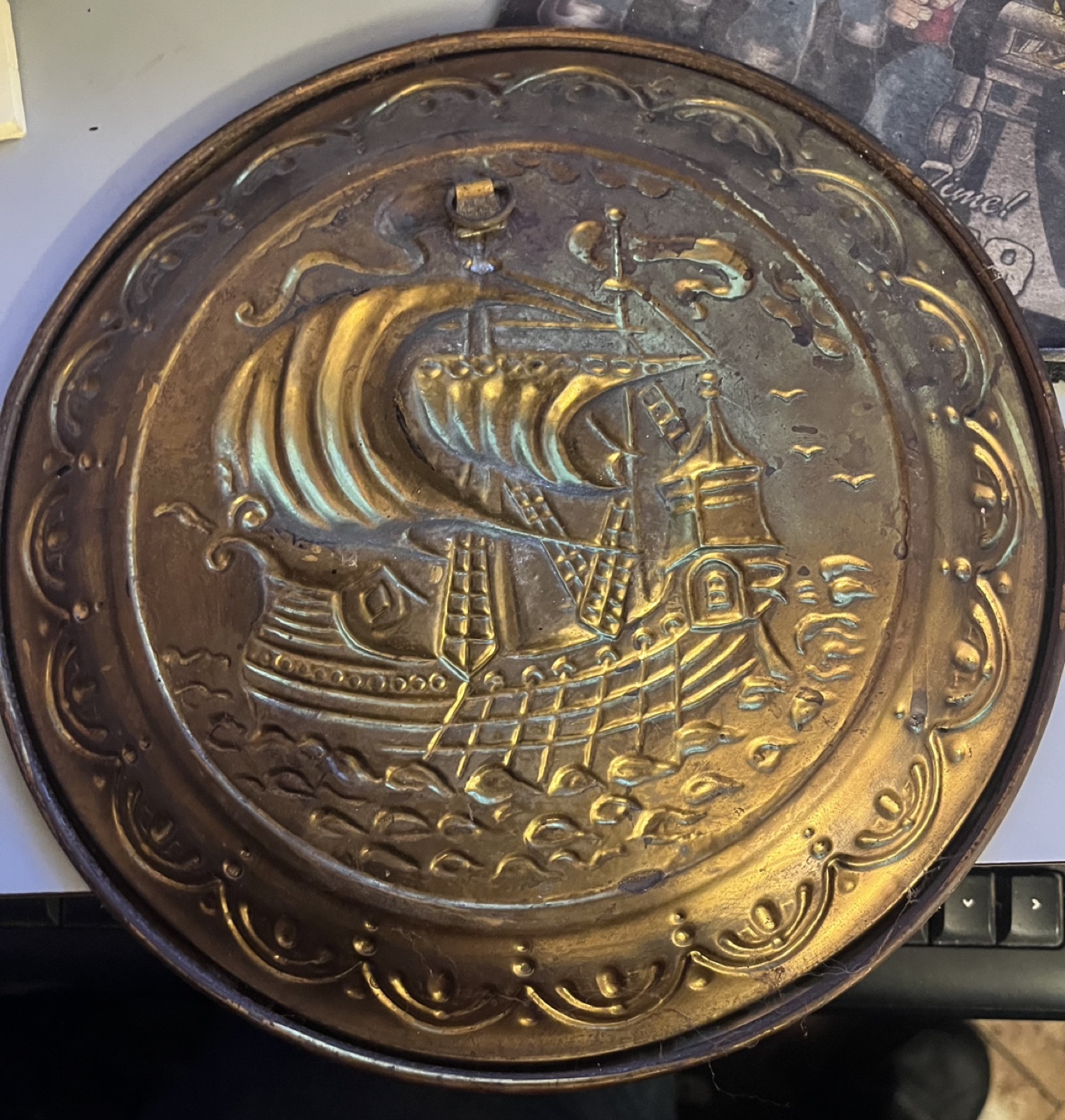 Vintage Brass Wall Hanging - Sailing Ship Design - photo 2