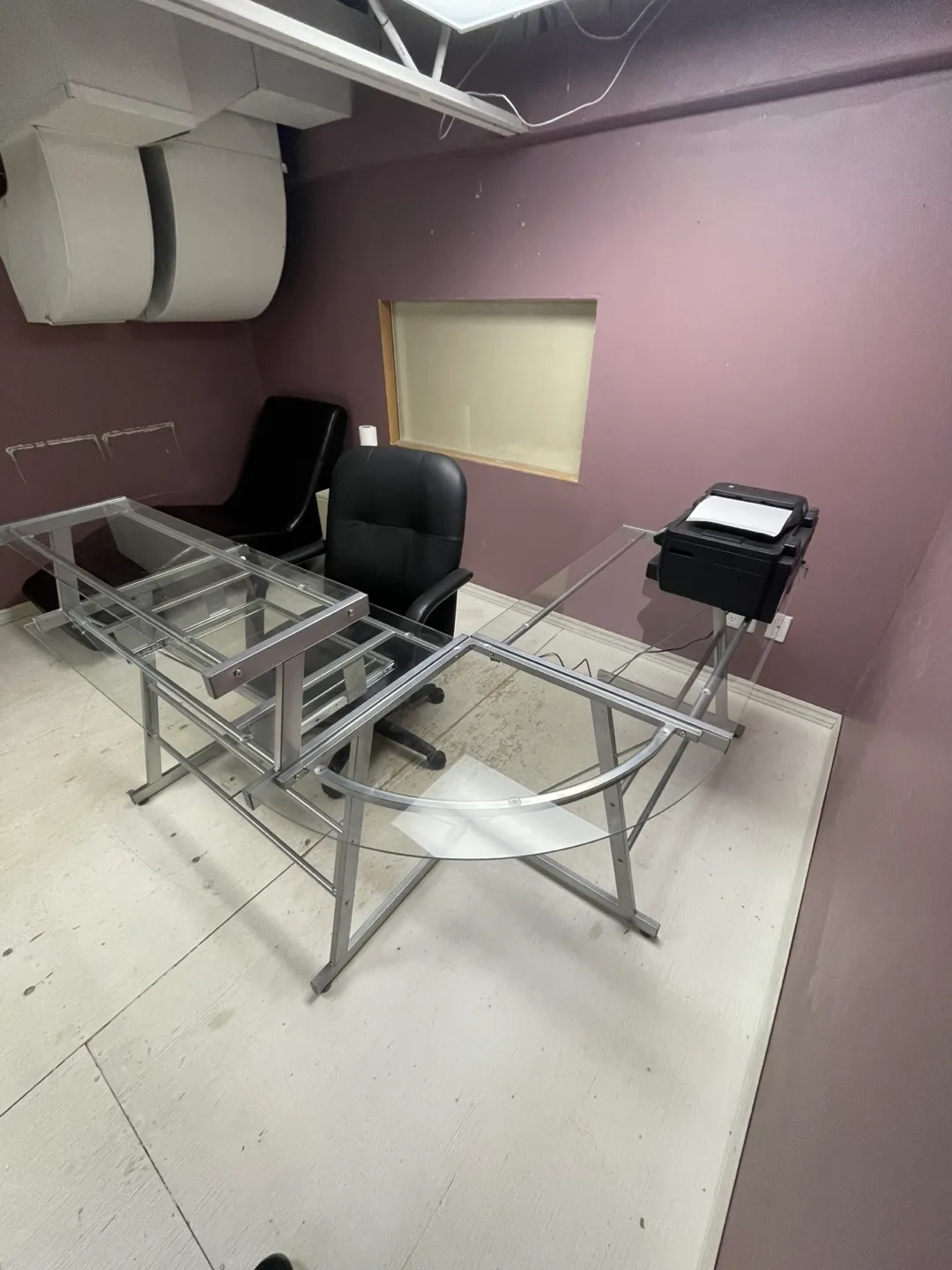 Glass Computer Desk with Metal Frame & chair image indicator(3)