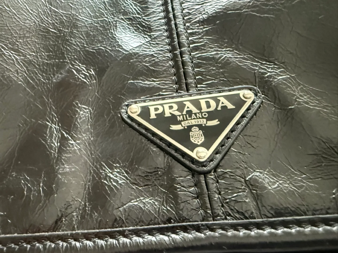 Prada Black Leather Shoulder Bag image indicator(5)