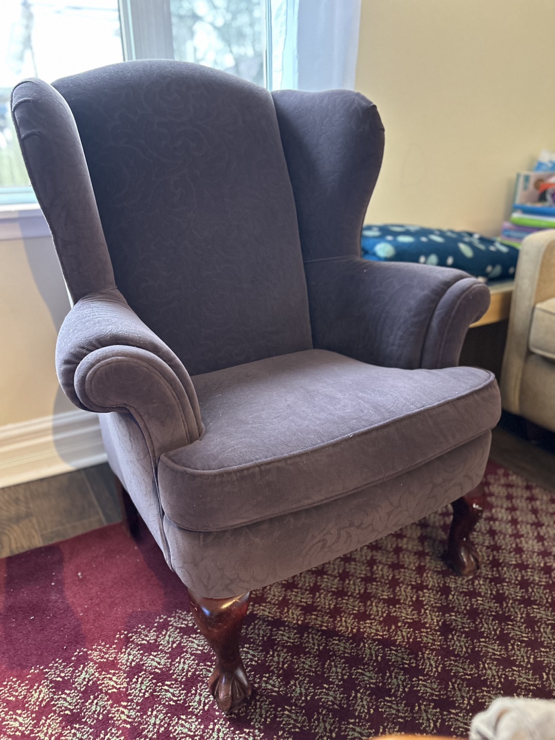 Dark Purple Wingback Chair