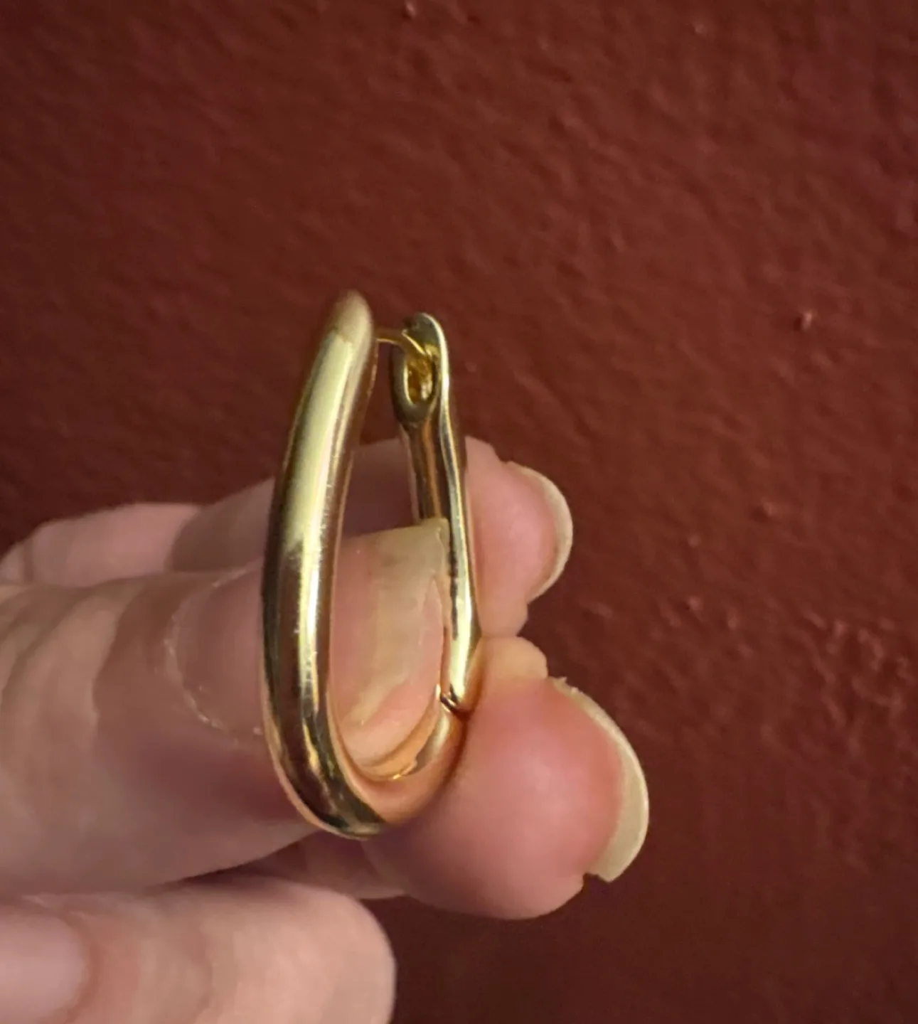 New 14K Gold SS Oval Hoop Earrings image indicator(4)