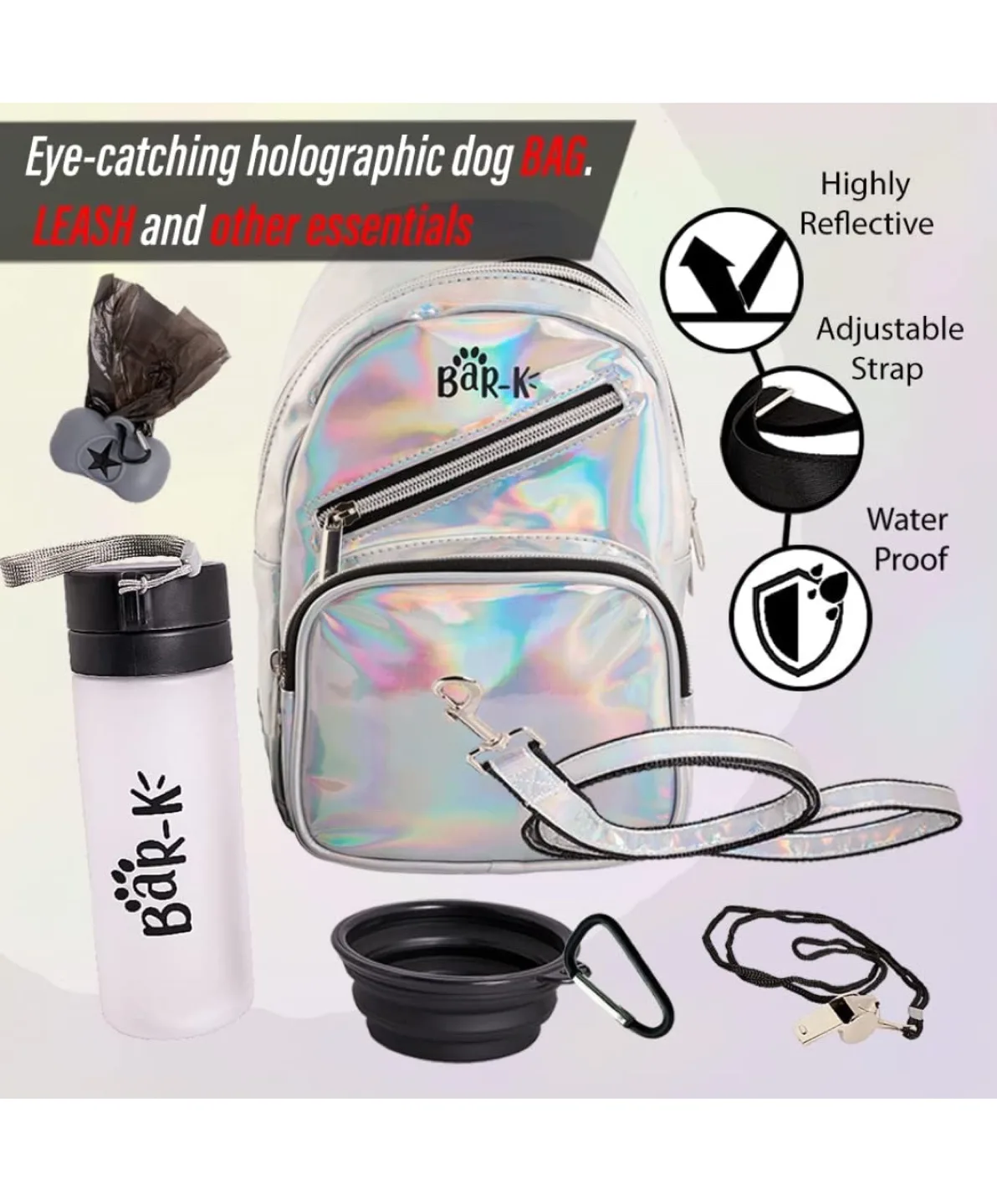 💚Bar-K Holographic Dog Walking Bag & Accessories Kit image indicator(3)