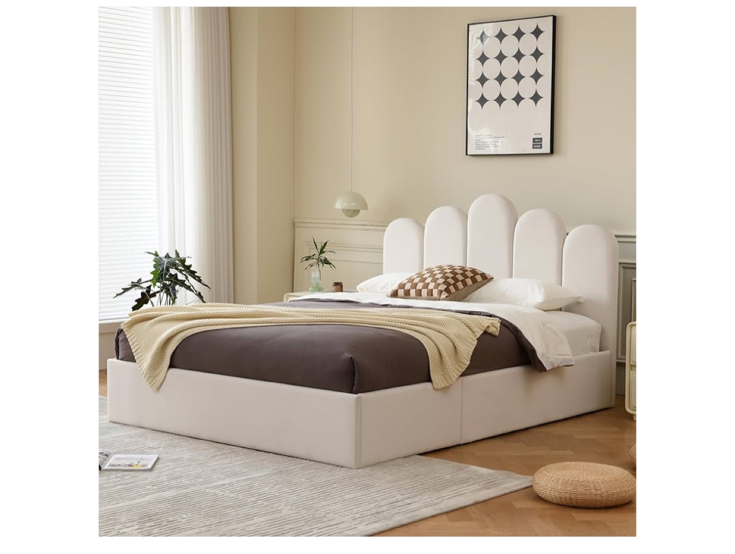 Queen Upholstered Bed Frame with Hydraulic Lift - photo 3