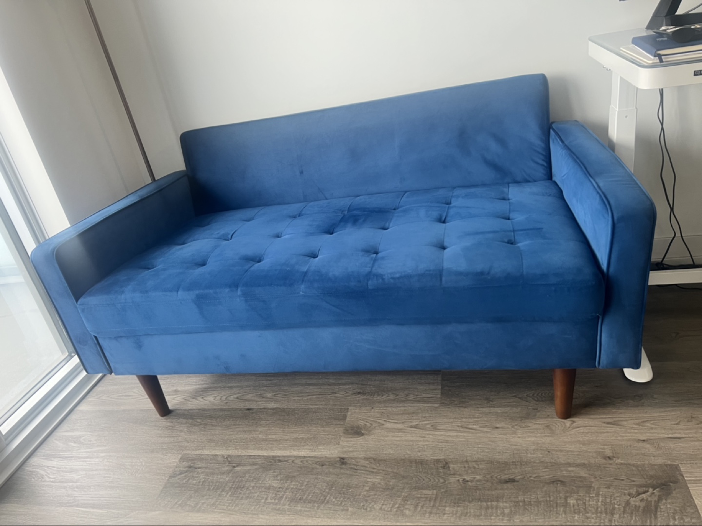 Madalinn 58” Blue Velvet Loveseat - photo 2