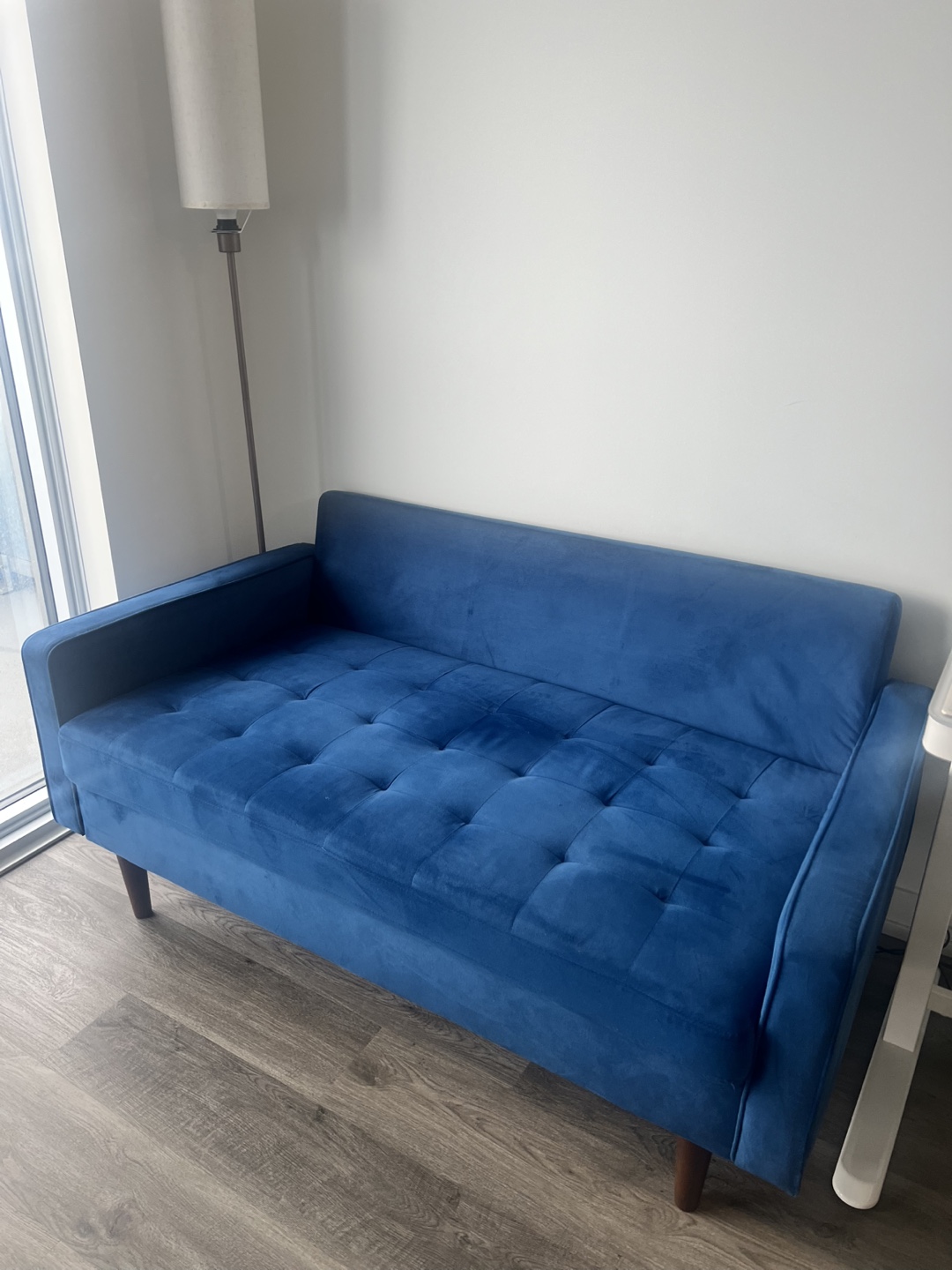 Madalinn 58” Blue Velvet Loveseat - photo 3