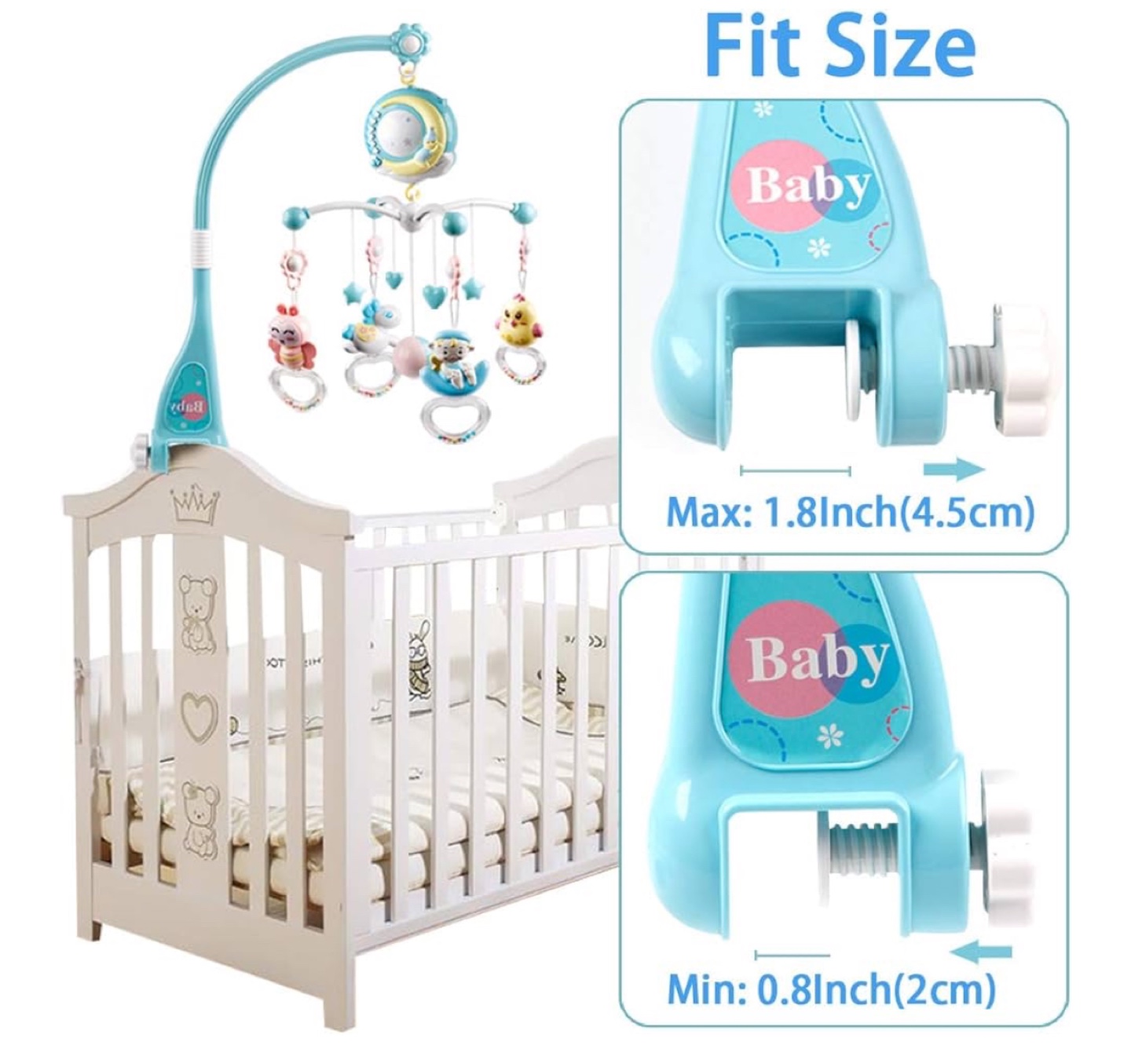 💚 Baby Musical Mobile Crib with Lights & Timing Function - photo 2