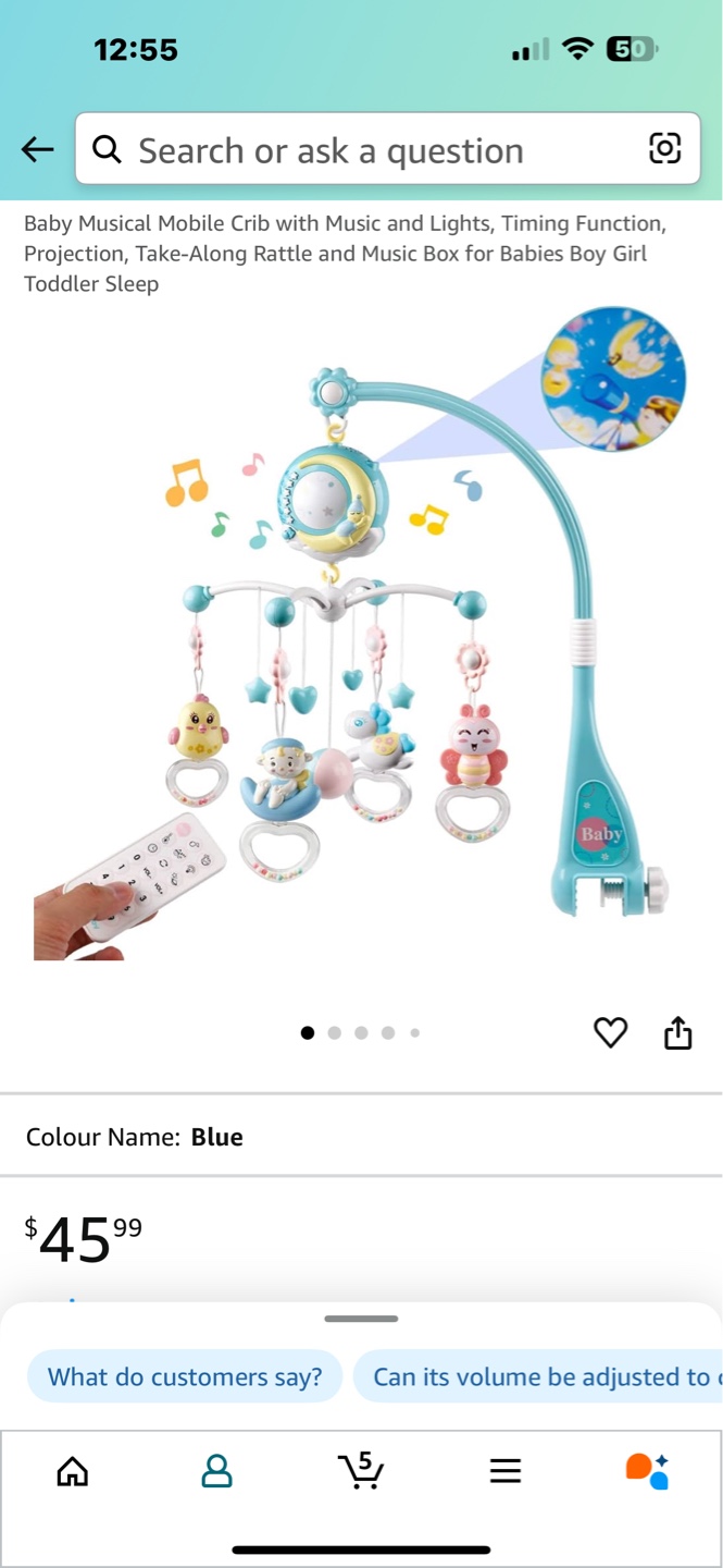 💚 Baby Musical Mobile Crib with Lights & Timing Function