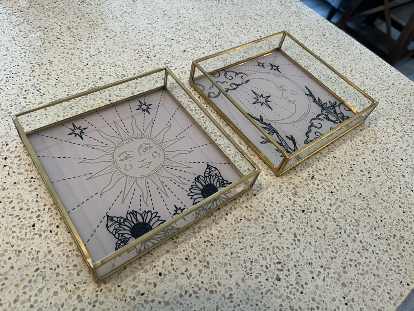 Celestial Sun & Moon Glass Trays