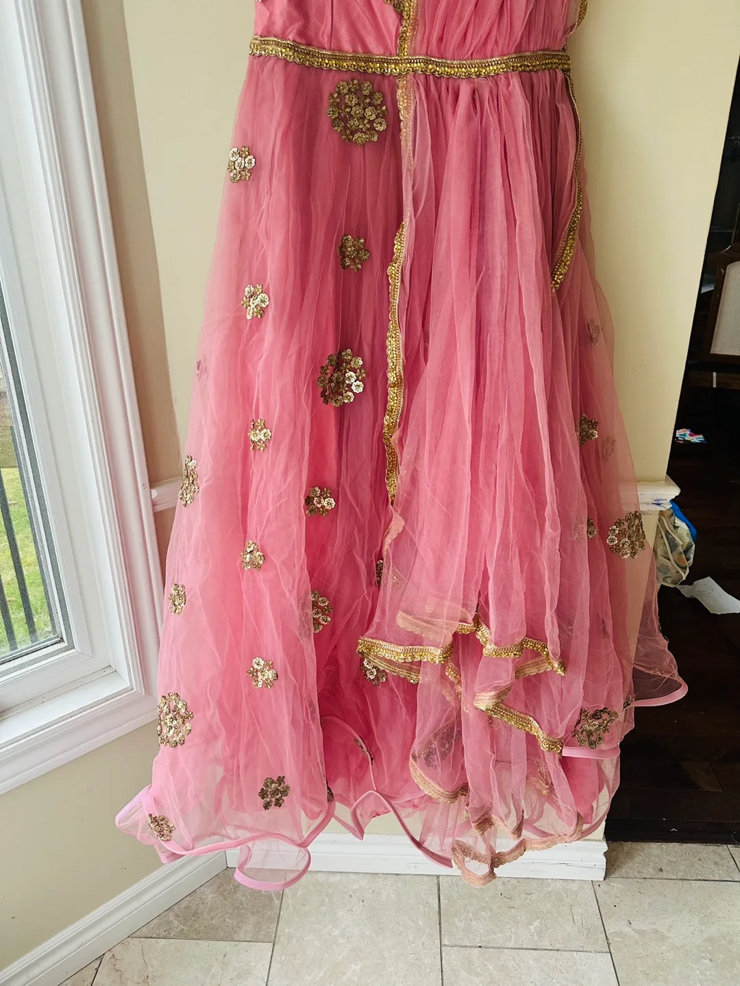 Pink embellished gown thumbnail