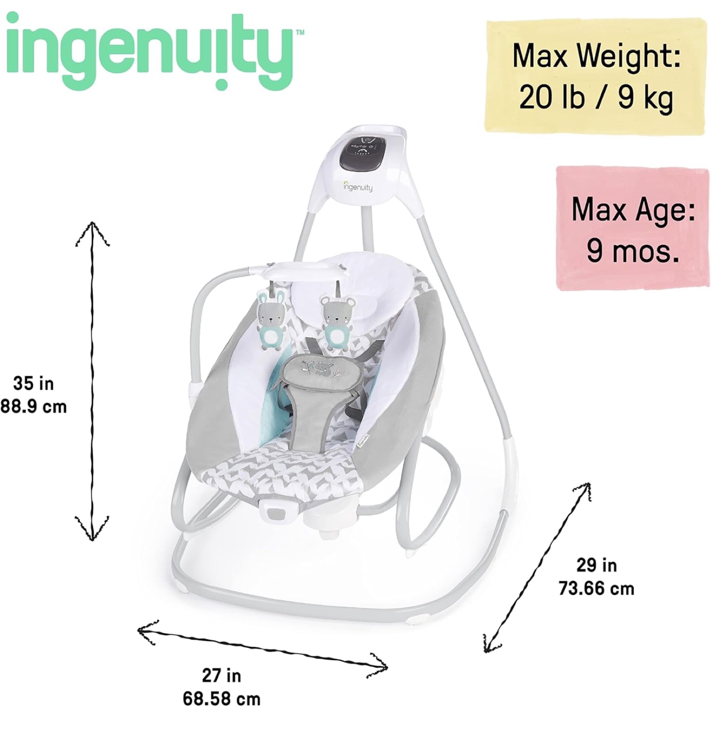💚 Ingenuity SimpleComfort Cradle Swing & Rocker