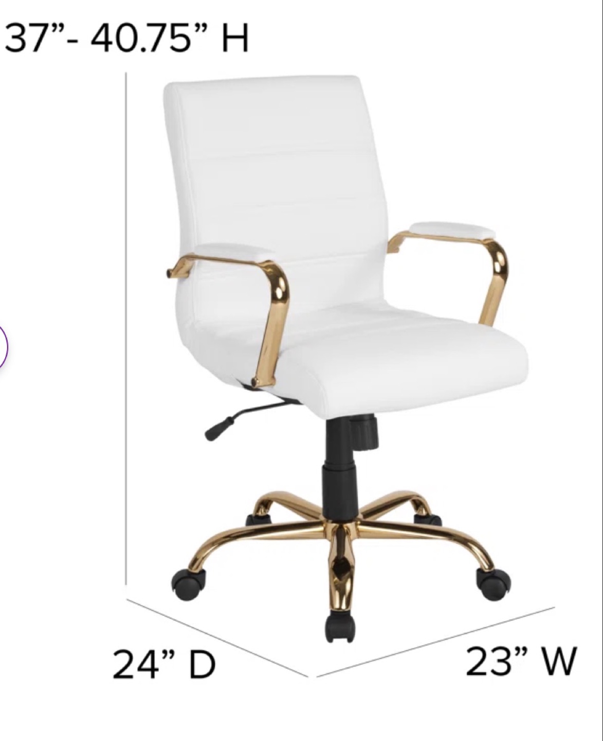 Whitney Ergonomic Upholstered Mid-Back Swivel Office Chair - photo 2