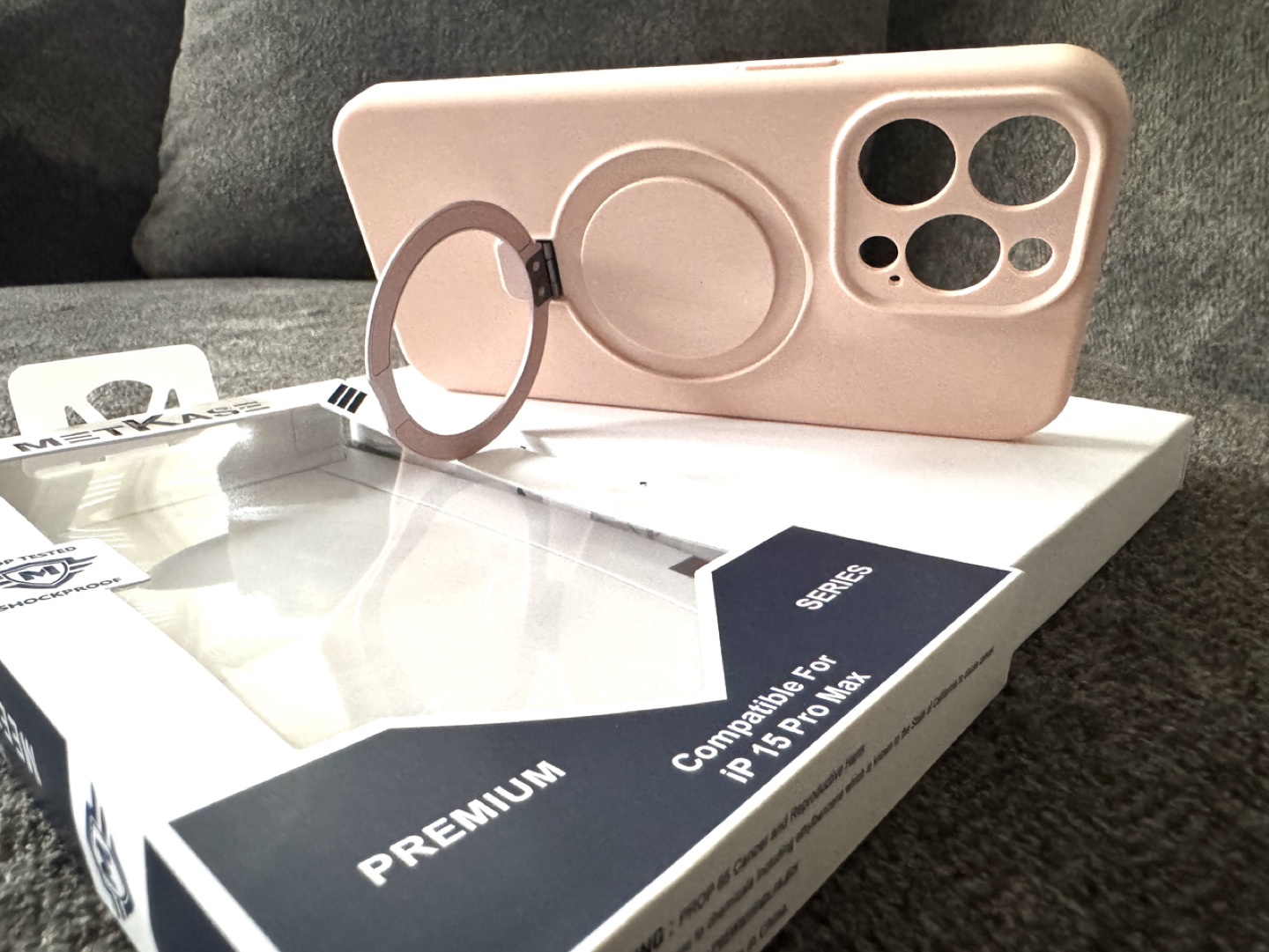 iPhone 15 Pro Max Case, Ring Holder - Blush Pink