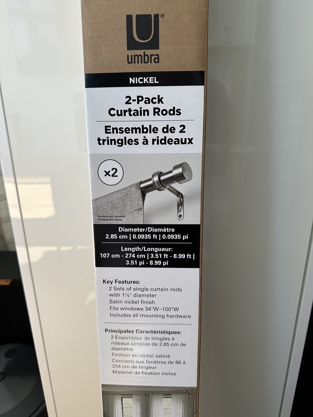 Brand New Umbra Curtain Rod - Satin Nickel Finish - photo 3