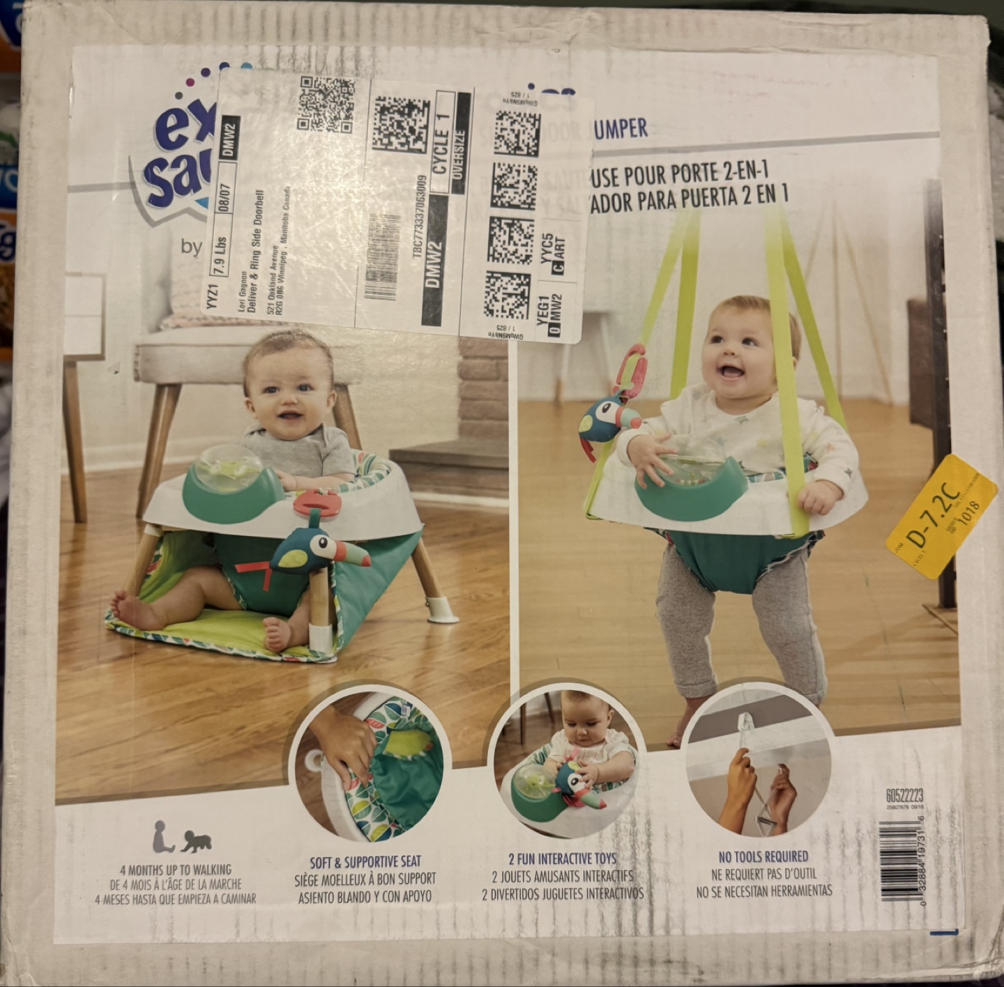 💚 Evenflo ExerSaucer Tiny Tropics 2-in-1 Baby Seat & Door Jumper