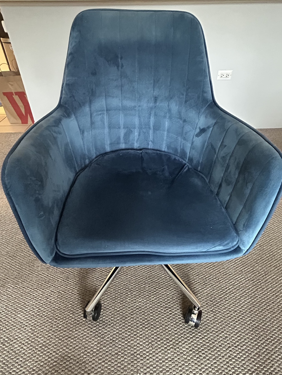 Teal Velvet Swivel Office Chair