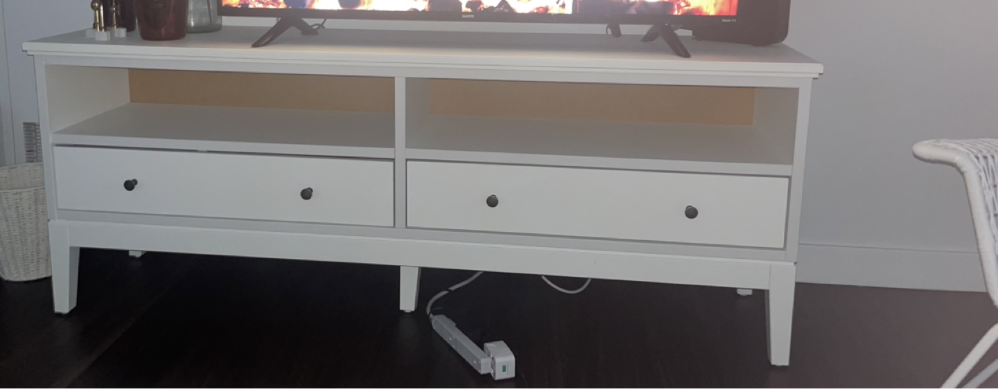 White TV Stand with Two Drawers