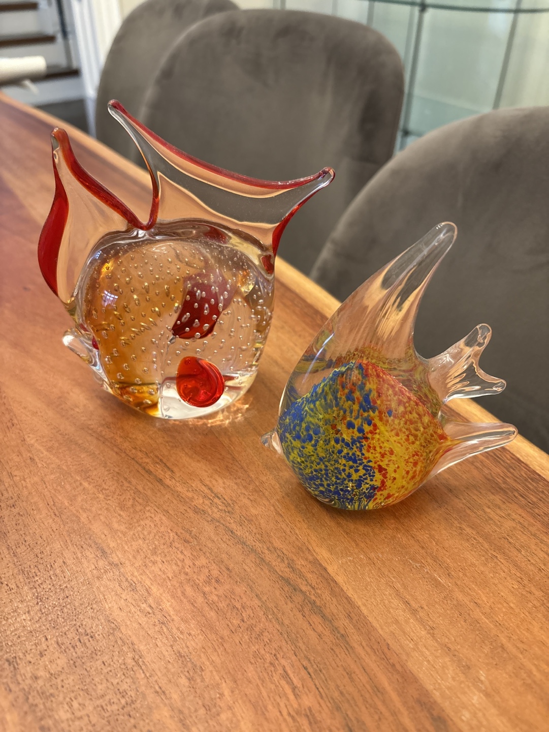 Pair of Murano Glass Fish Paperweights