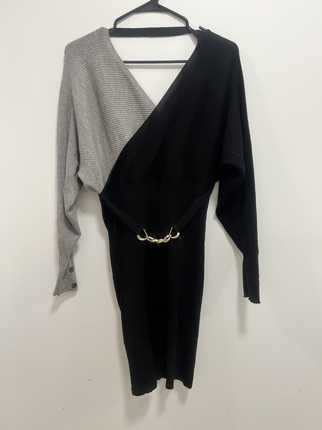 SHEIN PRIVÉ Two-Tone Knit Midi Dress - photo 2