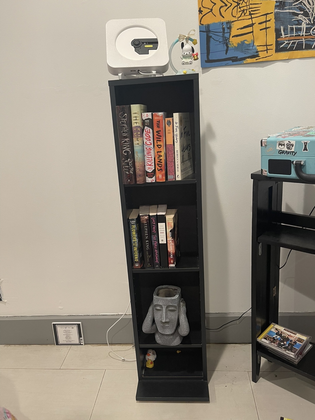 Black Narrow Bookshelf - photo 3