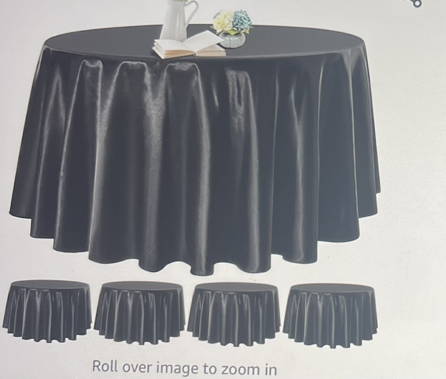 Satin  black round tablecloths