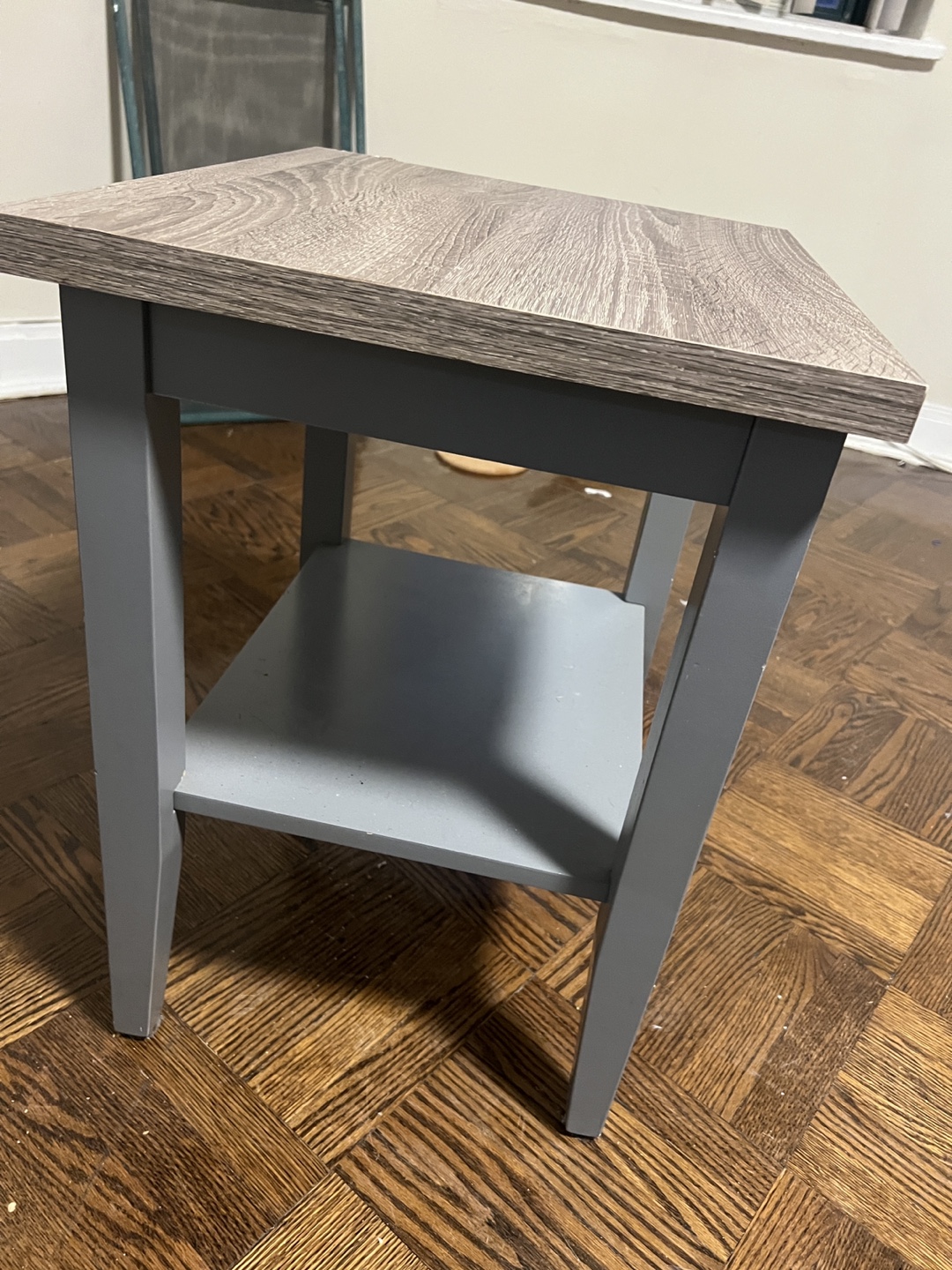 Grey end table with wood top - photo 2