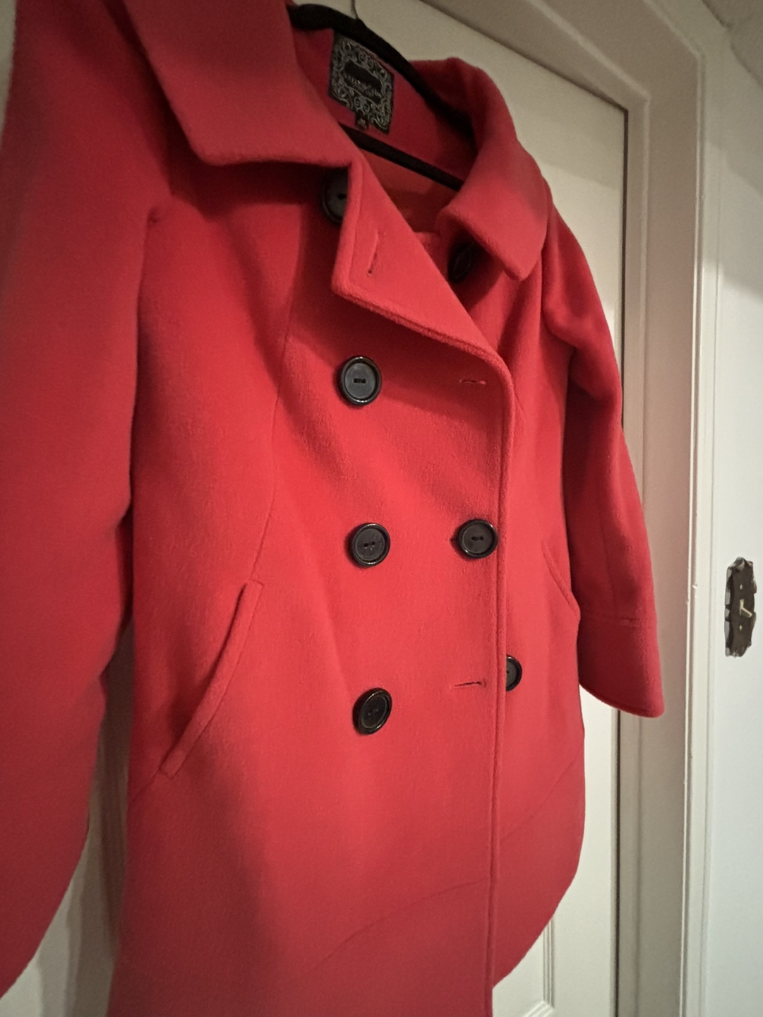 Shiny She Women's Coral Double-Breasted Peacoat - Size Medium - photo 2