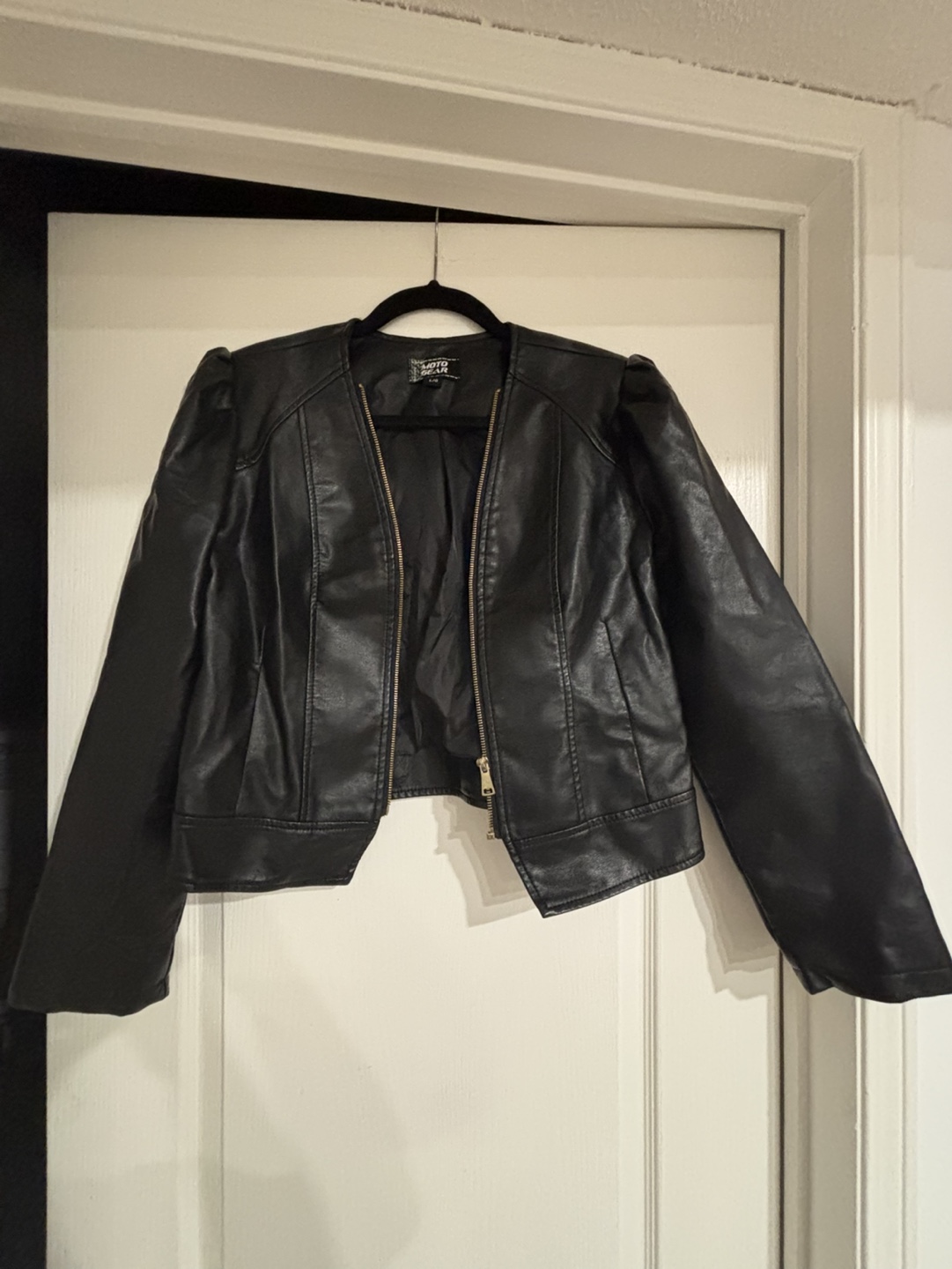 Moto Gear Black Leather Jacket - Size L/G