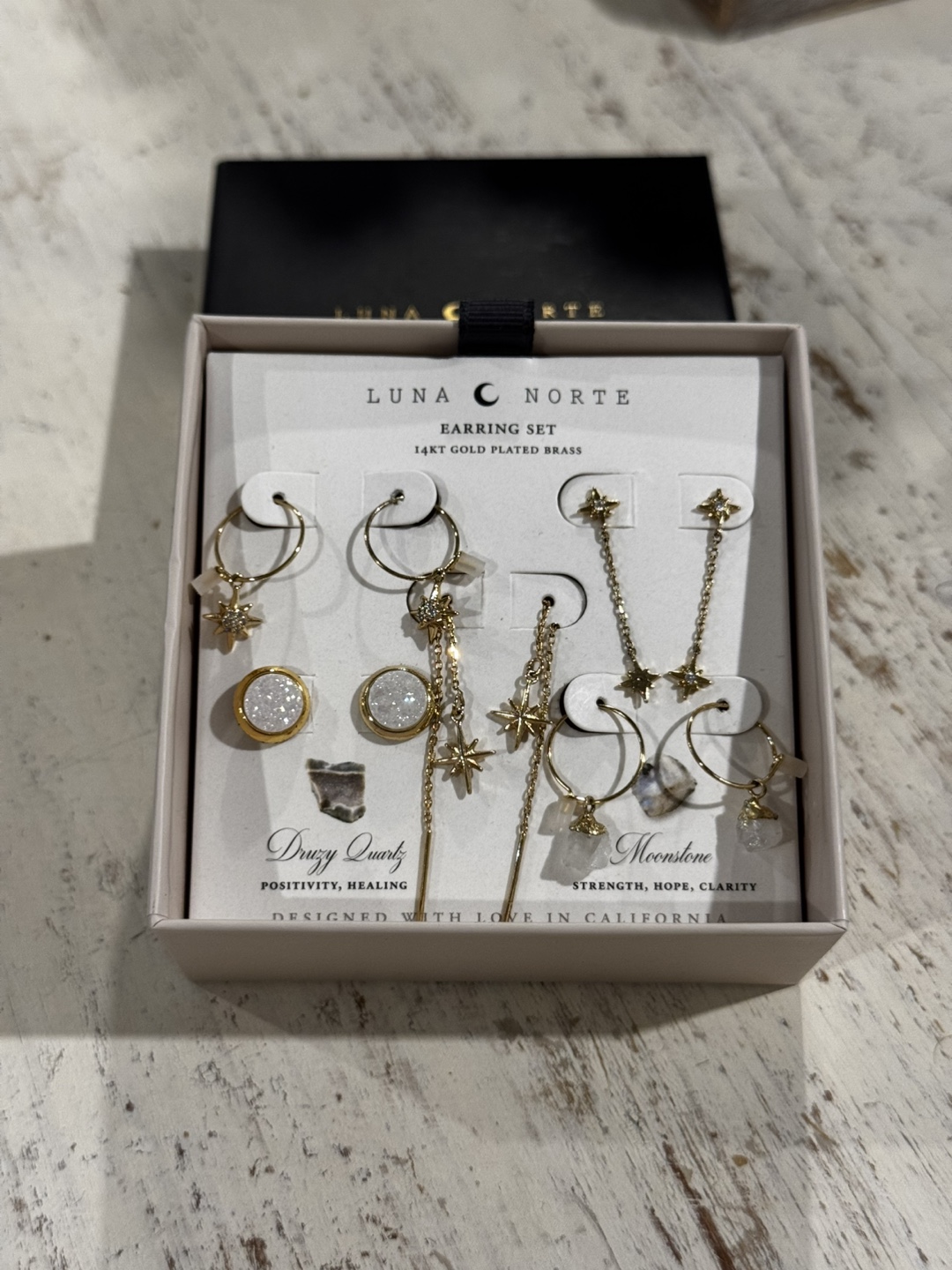 Luna C. Norte Earring Set - Druzy Quartz & Moonstone