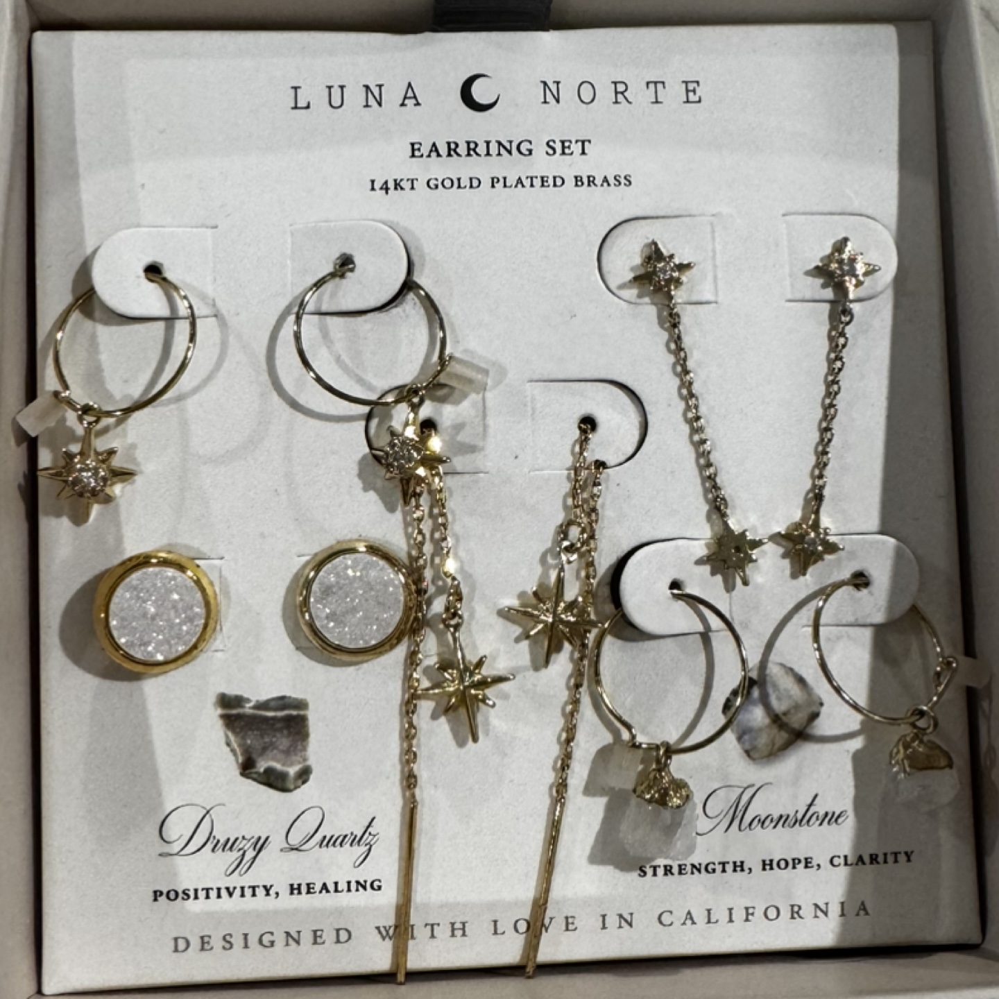 Luna C. Norte Earring Set - Druzy Quartz & Moonstone - photo 3