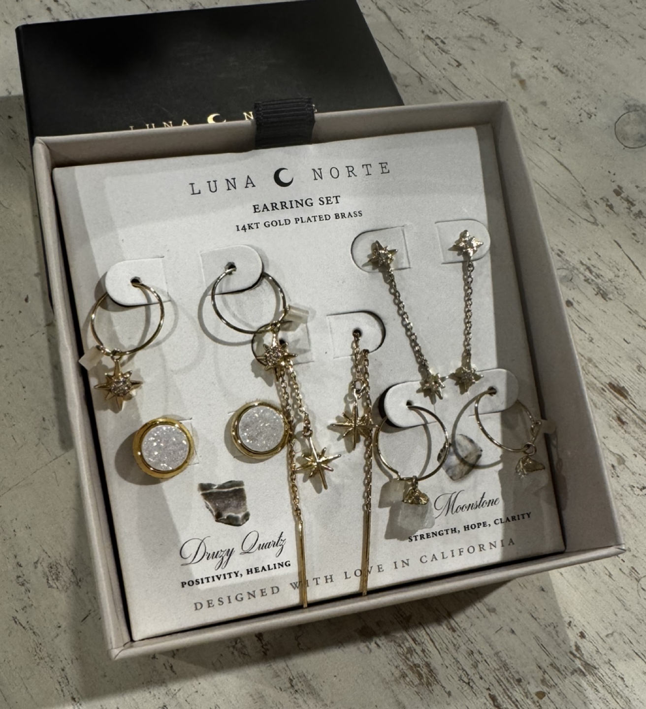 Luna C. Norte Earring Set - Druzy Quartz & Moonstone - photo 2