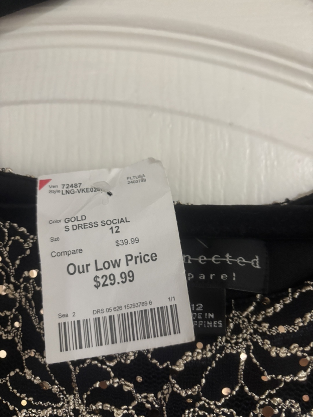 Connected Apparel Black and Gold Sequin Maxi Dress Size 12 - photo 5