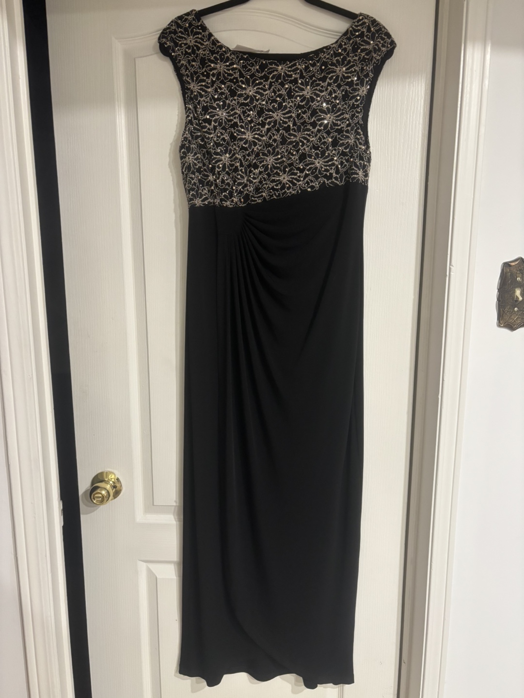 Connected Apparel Black and Gold Sequin Maxi Dress Size 12