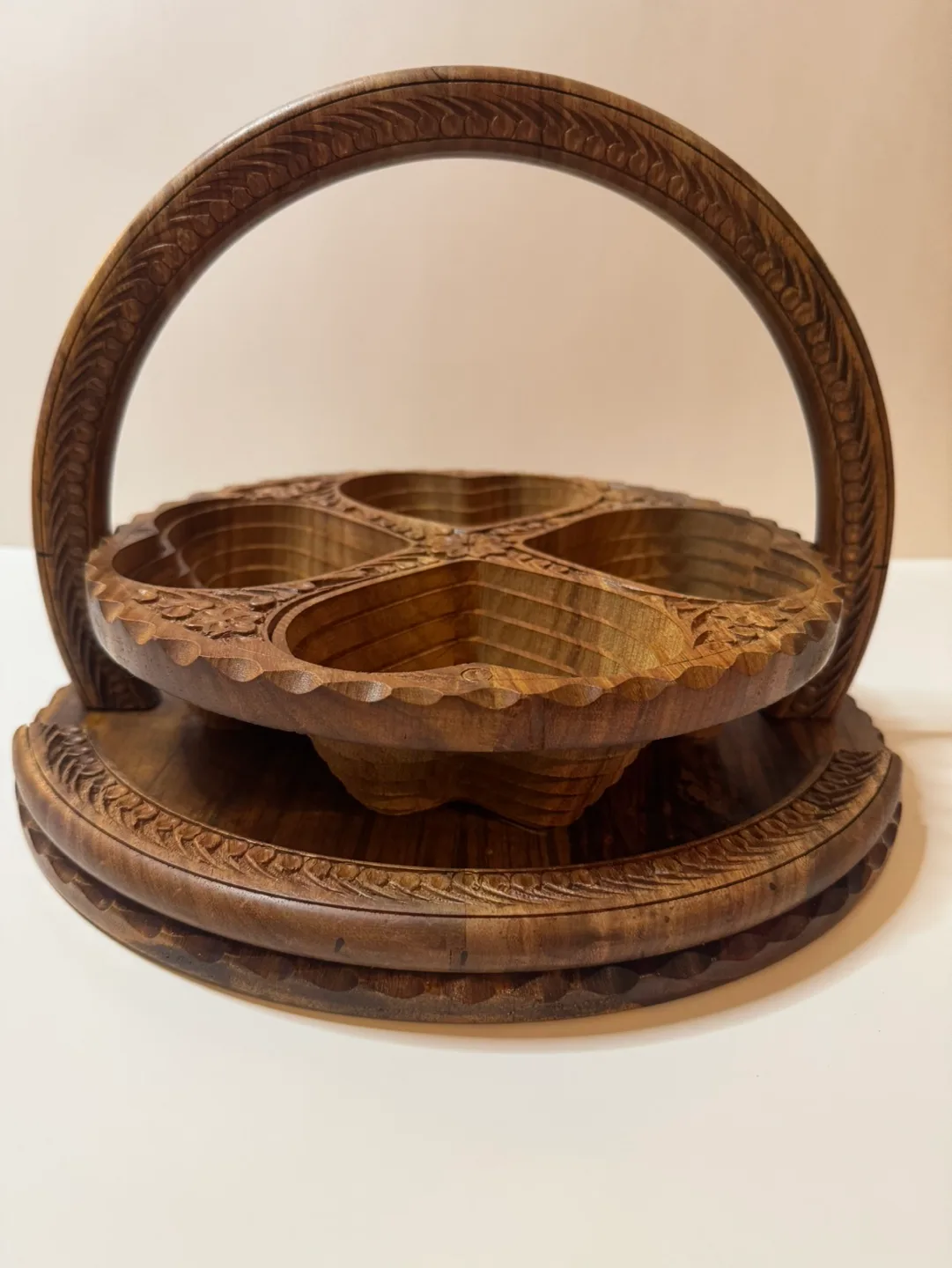 Hand-Carved Wooden Serving Basket image indicator(2)
