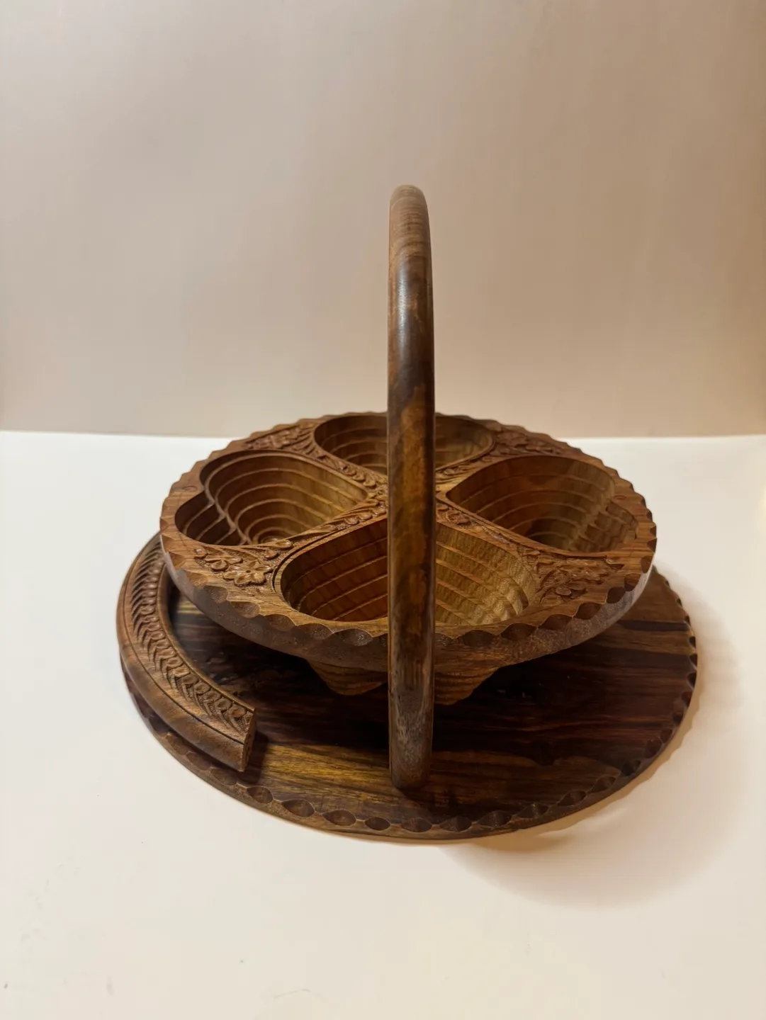 Hand-Carved Wooden Serving Basket image indicator(3)