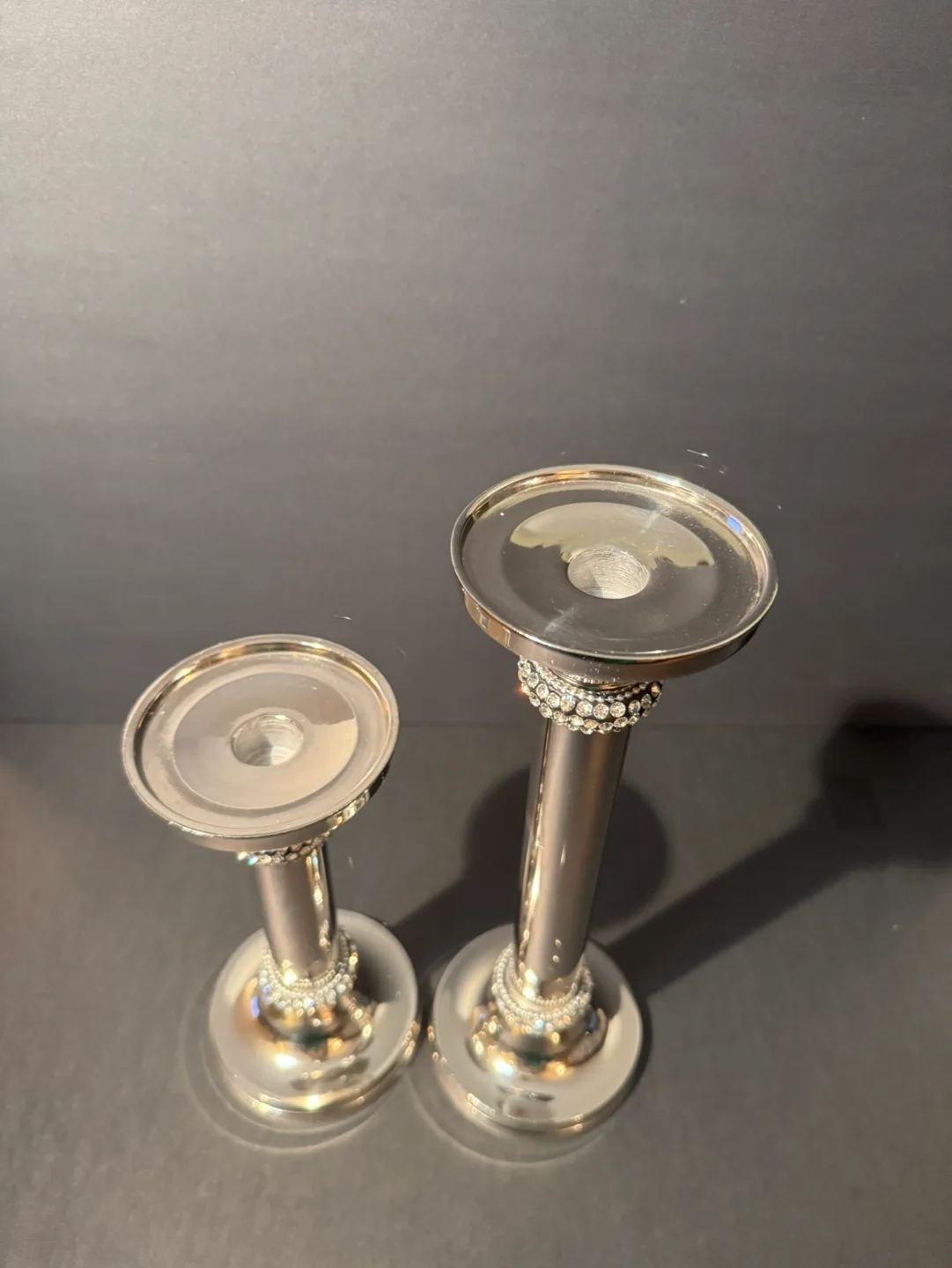 Silver Rhinestone Candle Holders - Set of Two image indicator(4)