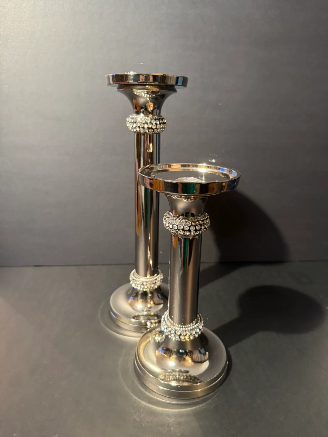 Silver Rhinestone Candle Holders - Set of Two image indicator(2)