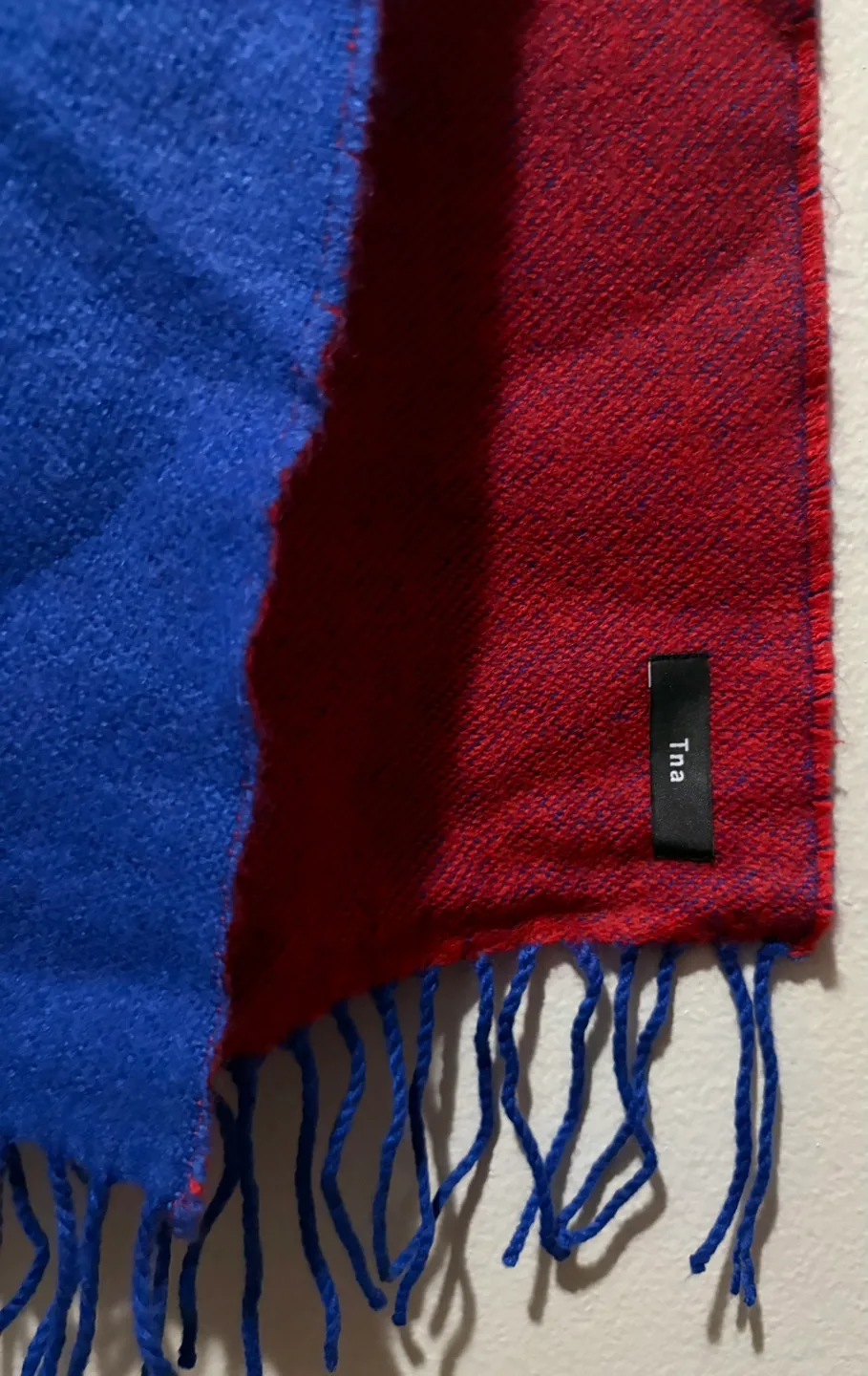 TNA Oversized Reversible Scarf - Blue and Red image indicator(4)