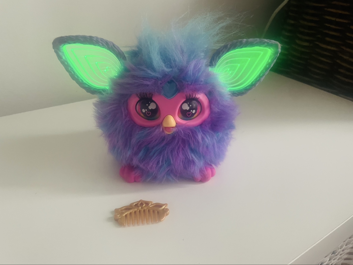 Interactive Fuzzy Plush Toy with Light-Up Ears