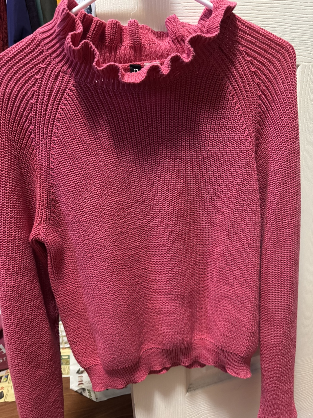 H&M - Pink Knit Sweater with Ruffle Detail