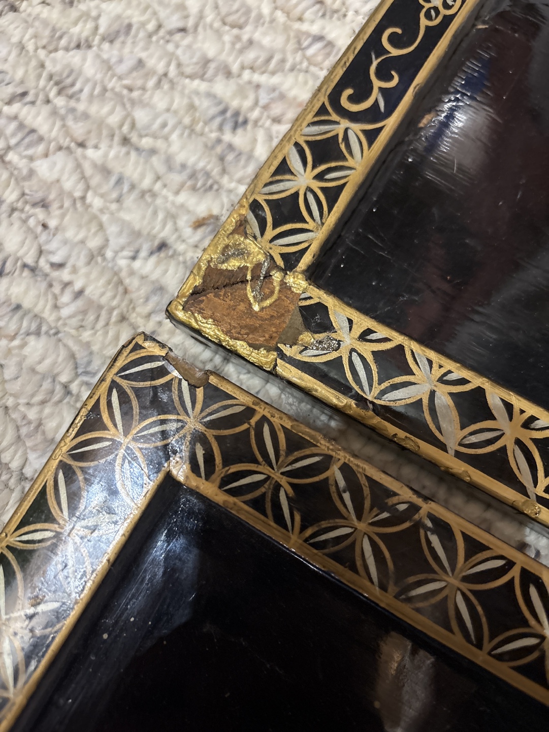 Vintage Asian-Style Black Lacquer Panels - photo 2
